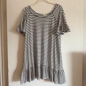 Max Studio Navy and White Striped Mini Dress